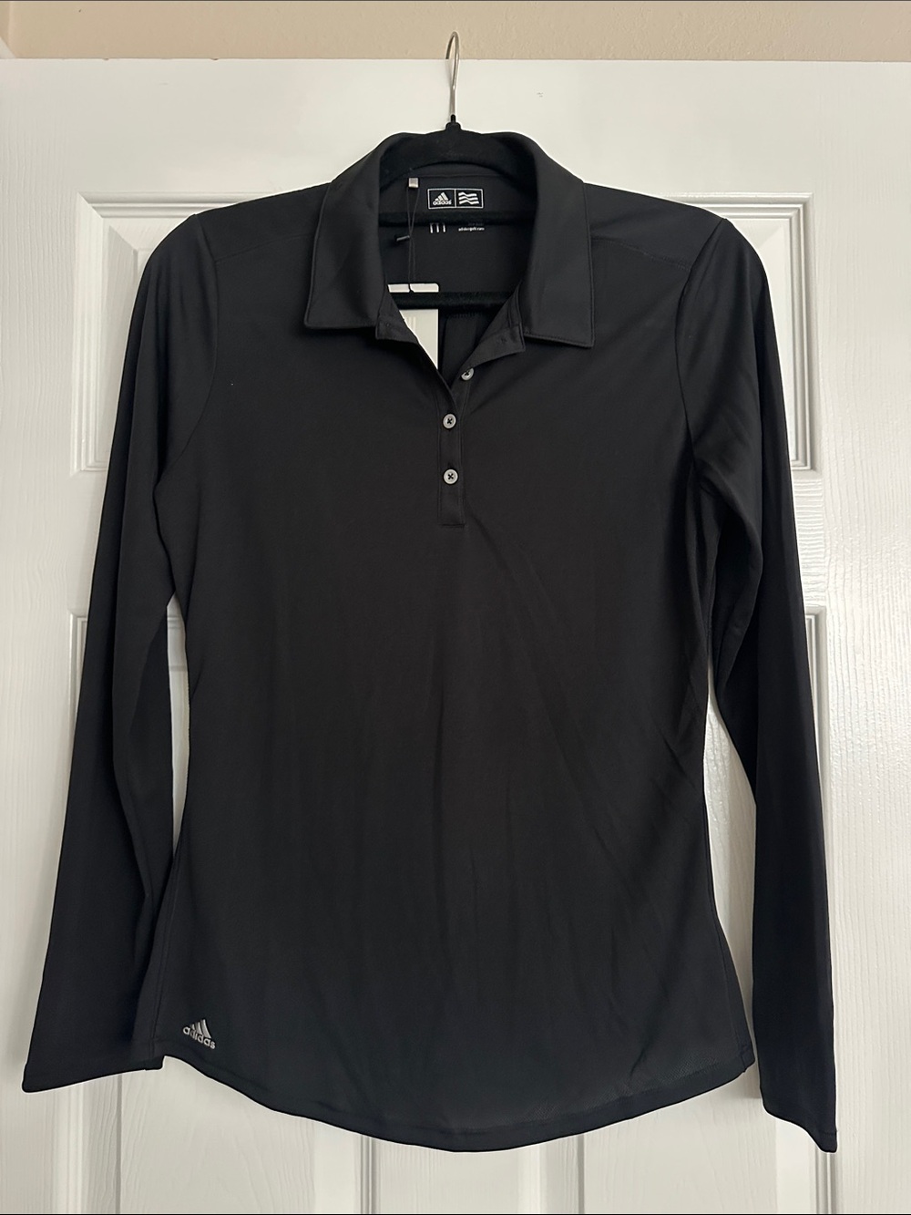 Adidas Black Long-Sleeve Polo Performance Top